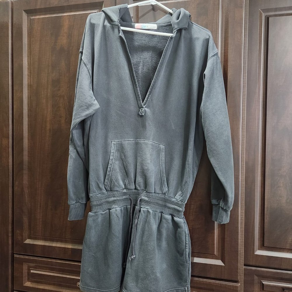 Free People Beach Hooded Romper Black Small
